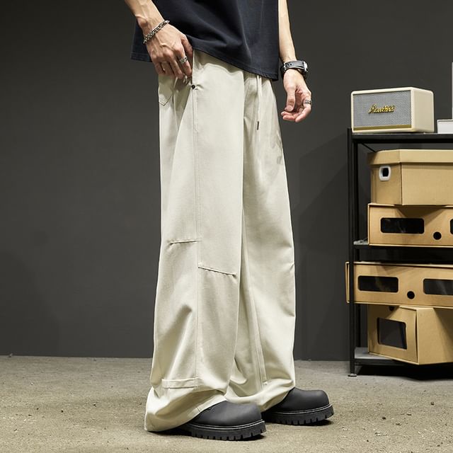 Redsinc-Mid Rise Plain Wide Leg Pants