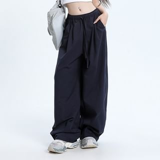 Litoya-Drawstring Waist Plain Wide Leg Pants Various Designs