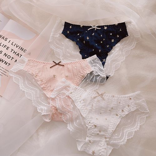 Puloden - Star Print Lace Trim Panties