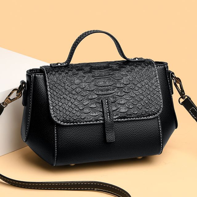 Croc Grain Flap Crossbody Bag