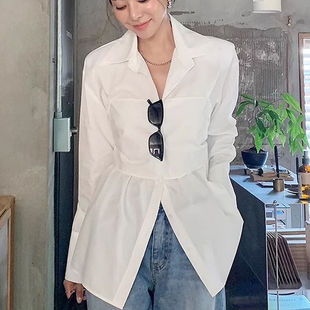Coris-Long-Sleeve Plain Long Shirt