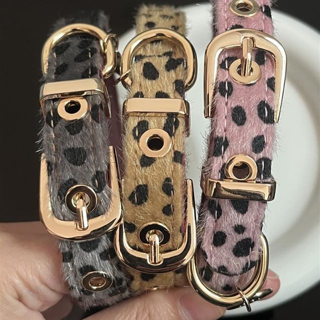 JVL-Leopard Print Faux Leather Choker
