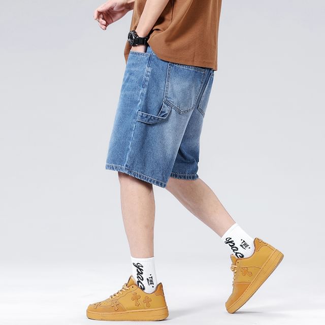 Denimic-Mid Rise Washed Wide Leg Jorts