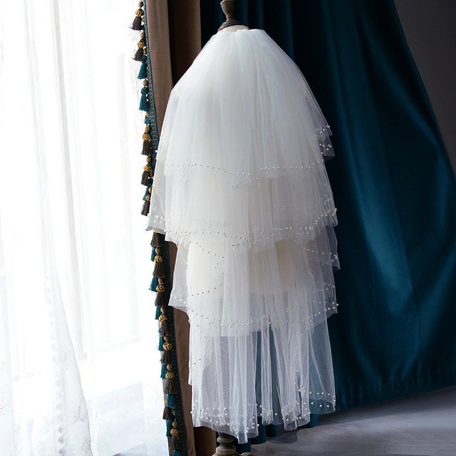 Kanzashi-Beaded Wedding Veil