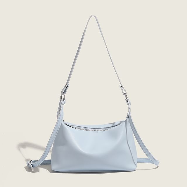 Indenis-Plain Faux Leather Crossbody Bag
