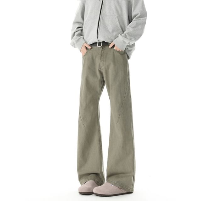 Derbundy-High Waist Washed Wide Leg Jeans