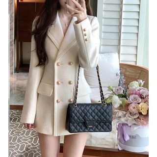 Acoustic Rain-Double Breasted Plain Long Coat