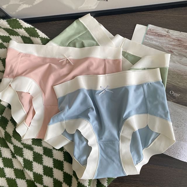 Gecko-Two tone Frill Trim Panties
