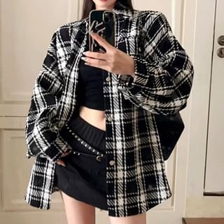Inchioh Plaid Button-Up Shirt Jacket Sale