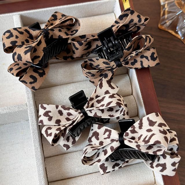 Kayochs-Leopard Print Bowknot Hair Claw