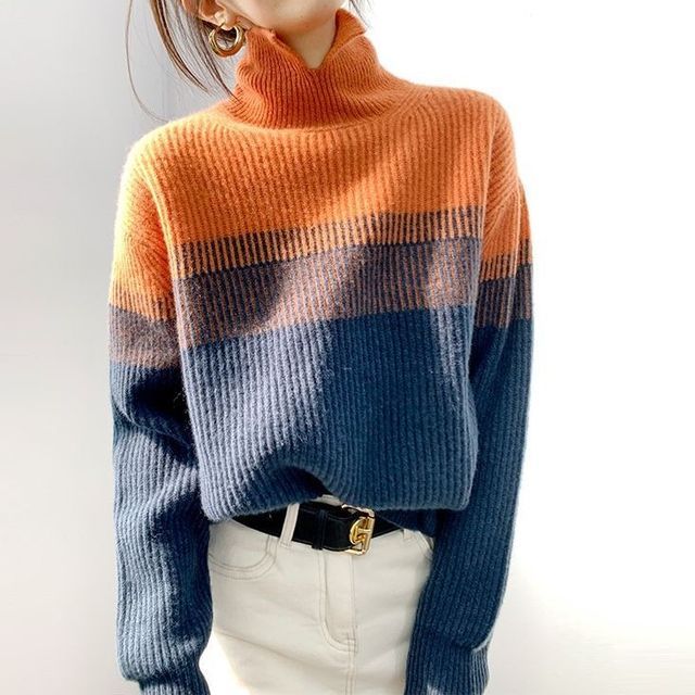 Cherryfae - Turtleneck Panel Sweater | YesStyle