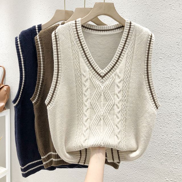 新価格版 esutoreja V-neck knit vest - トップス