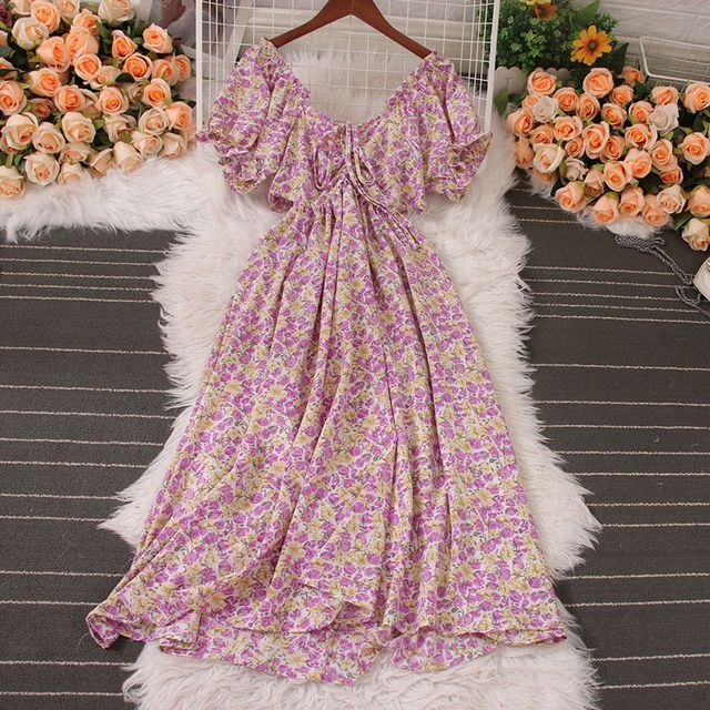 Knutsford OffShoulder Floral Print Drawstring Ruffled Midi ALine