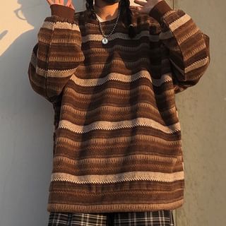 Sensarra - Crew-Neck Striped Oversized Sweater
