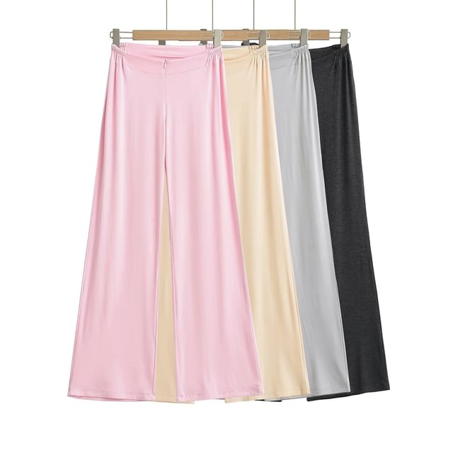 Asiris-High Waist Plain Wide Leg Pants