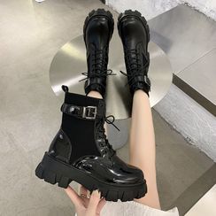 Wello - Platform Lace-Up Short Boots Wello - Platform Lace-Up Short Boots