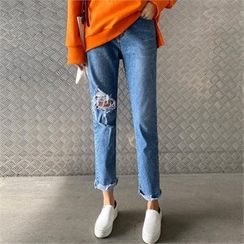 PIPPIN - Band-Waist Distressed Jeans PIPPIN - Band-Waist Distressed Jeans