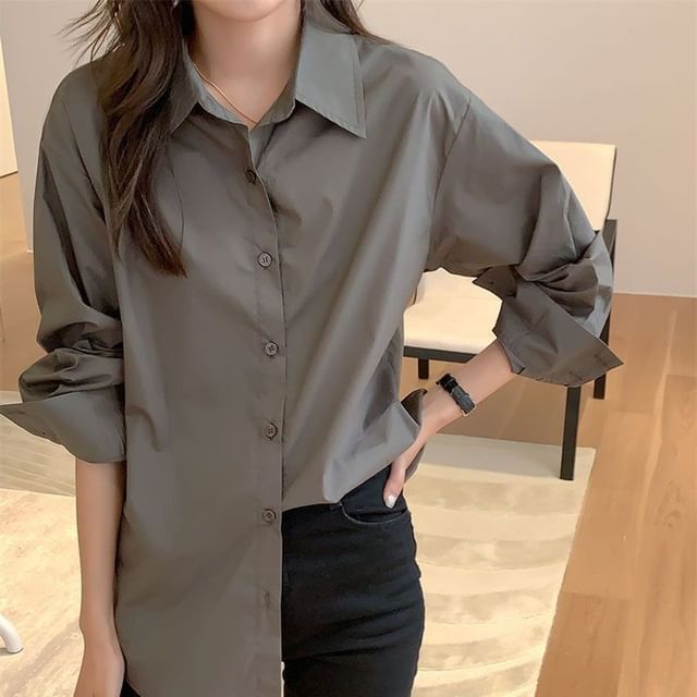 INEN-Long-Sleeve Plain Shirt