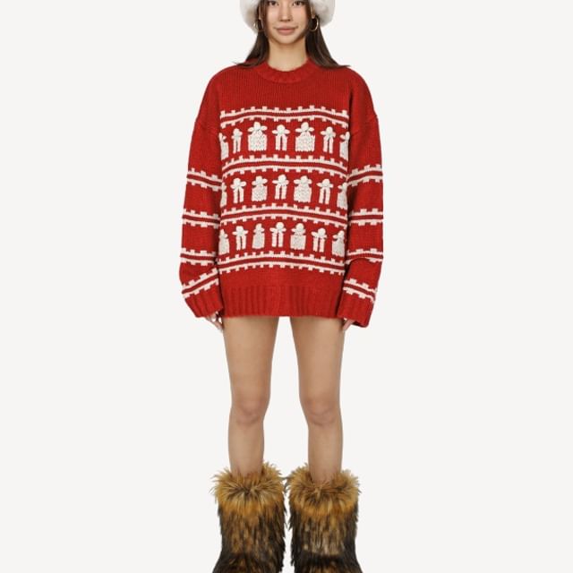 LIPHOP-Loose-Fit Pattern Sweater