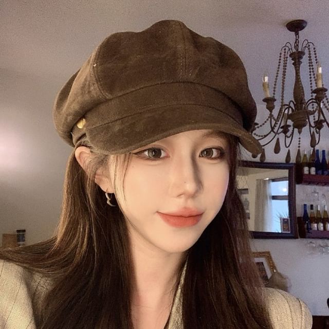 Nikifa-Faux Suede Newsboy Cap