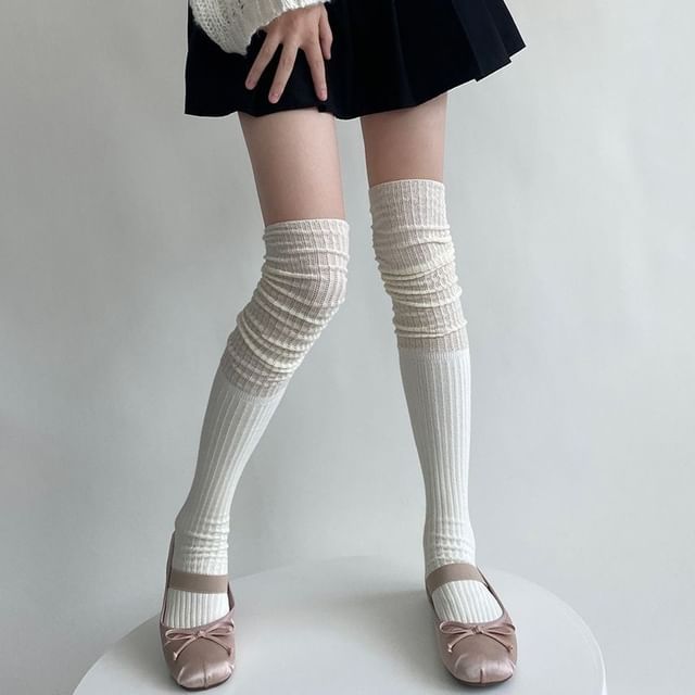 Gentiana-Plain Over the Knee Socks