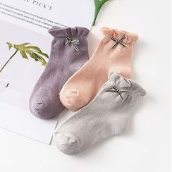 Knit a Bit - 3雙裝: 飾蝴蝶結襪子 Knit a Bit - 3雙裝: 飾蝴蝶結襪子