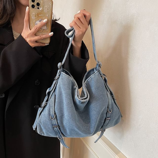 Mulgam-Buckled Denim Crossbody Bag