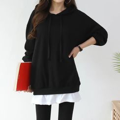 Seoul Fashion - Hooded Layered-Hem Pullover Seoul Fashion - Hooded Layered-Hem Pullover