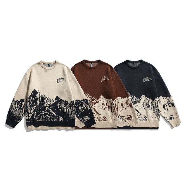 Mountain printed crew discount neck casual sweatshirt