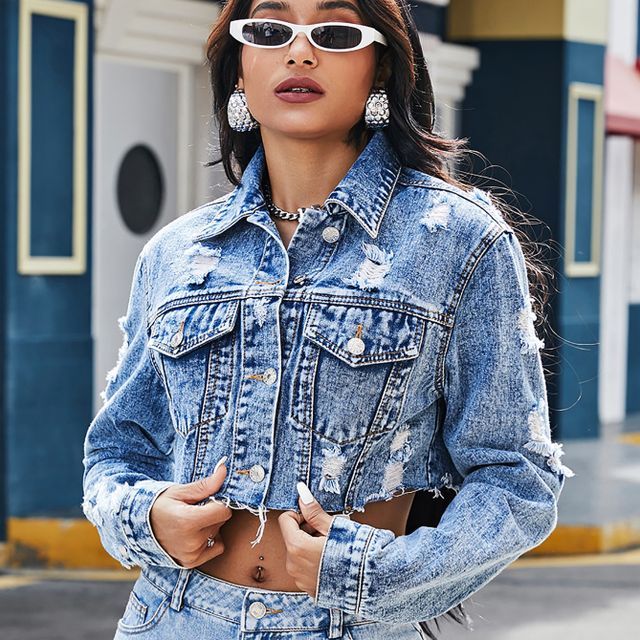 blossomgal - Distressed Cropped Denim Jacket | YesStyle