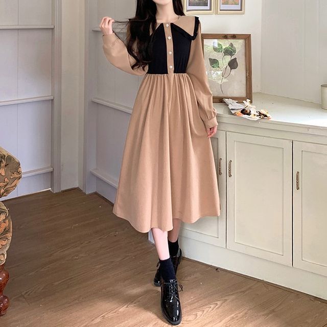 a line autumn dresses SHEIN Autumn Floral Women Dresses Multicolor Elegant Long Sleeve High   Bean Hill Shop