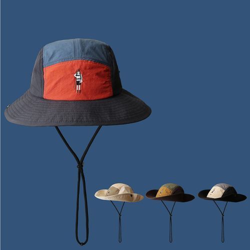 Drawstring Embroidered Bucket Hat