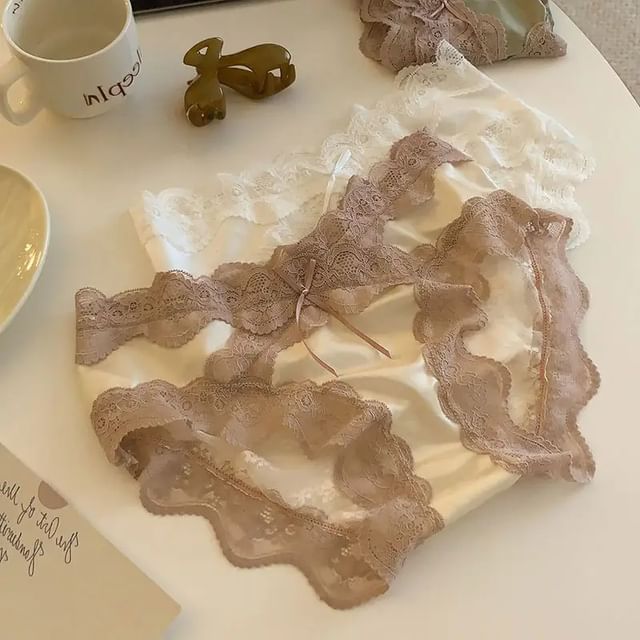 Candyiry-Lace Panel Bikini Panty
