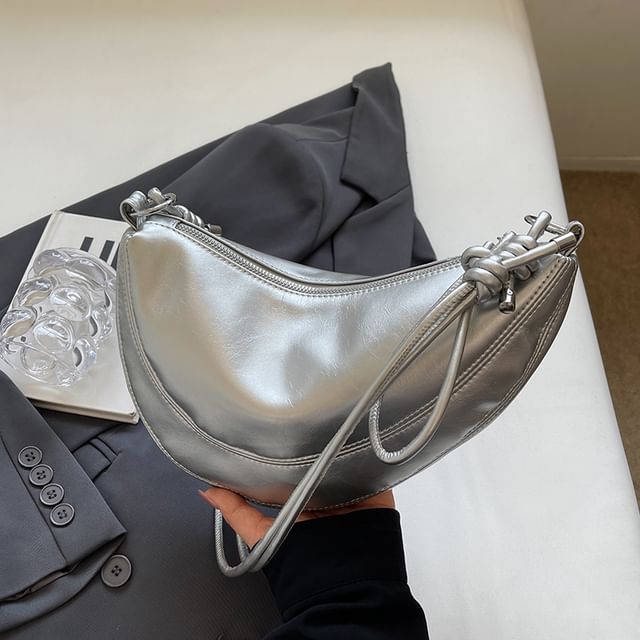 Skyglow-Plain Zip Shoulder Bag