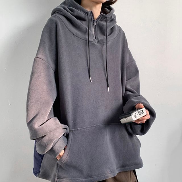 Half Zip Plain Hoodie