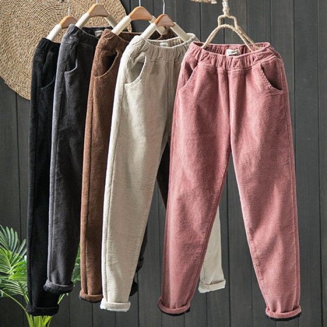 CRIBI-Mid Rise Corduroy Tapered Pants