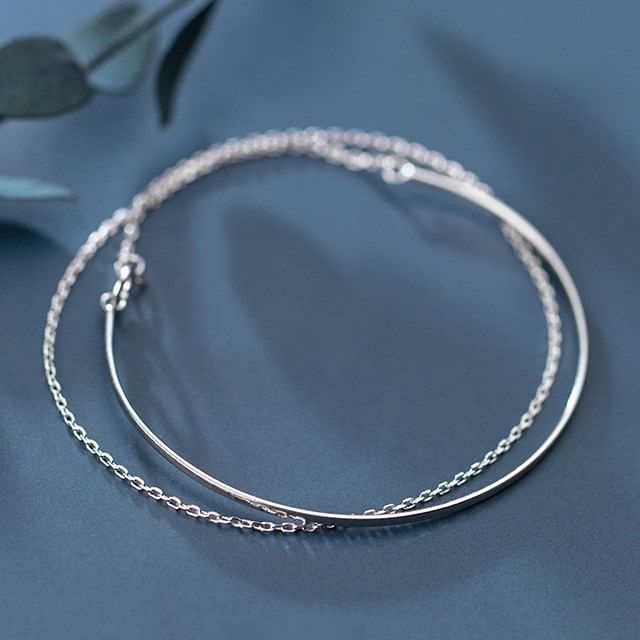 A-ROCH-Chain Layered Sterling Silver Bangle