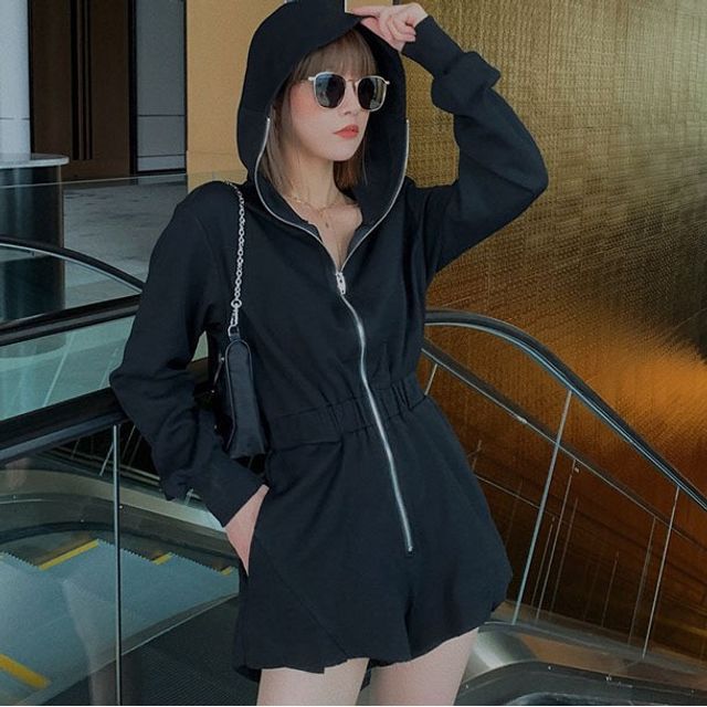 Long-Sleeve Hooded Zip-Up Romper | YesStyle