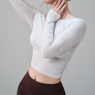 Arigne Long-Sleeve Crewneck Plain Crop Sports Top Sale