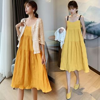 a line dress with cardigan