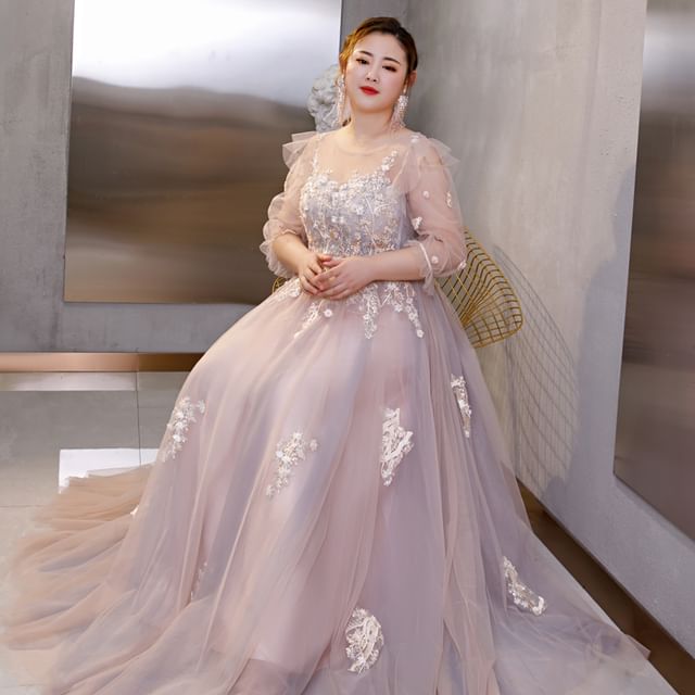red pink formal dress Long Beaded A-Line Prom Dress with Pockets