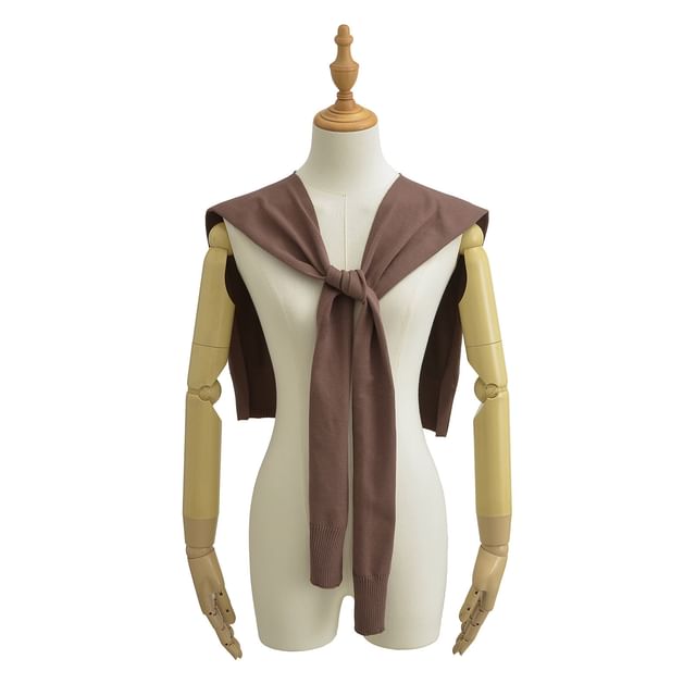 Asiris-Tie Neck Plain Knitted Scarf