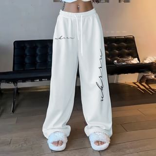 Kenning Drawstring Waist Lettering Printed Wide Leg Sweatpants Sale