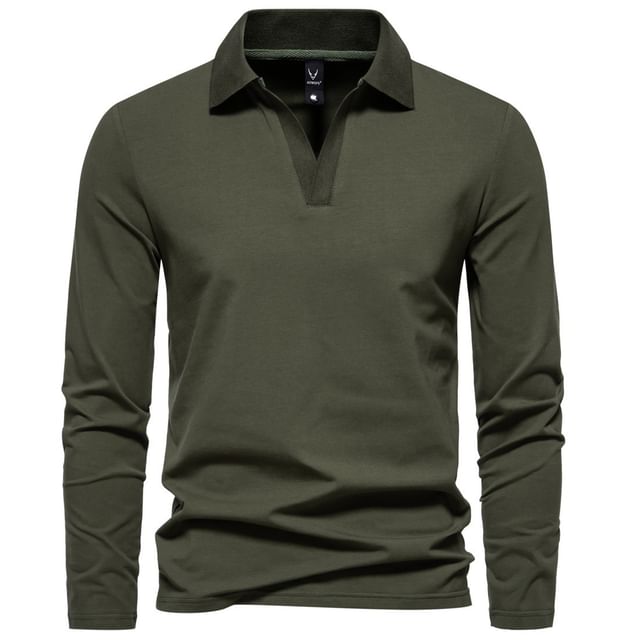 Blueforce-Long-Sleeve Collar Plain T-Shirt