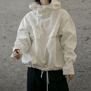 SIMPLE BLACK-Pocketed Hoodie