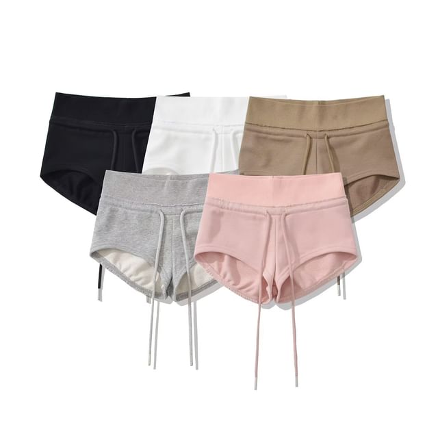 JVL-Drawstring Waist Plain Hot Pants