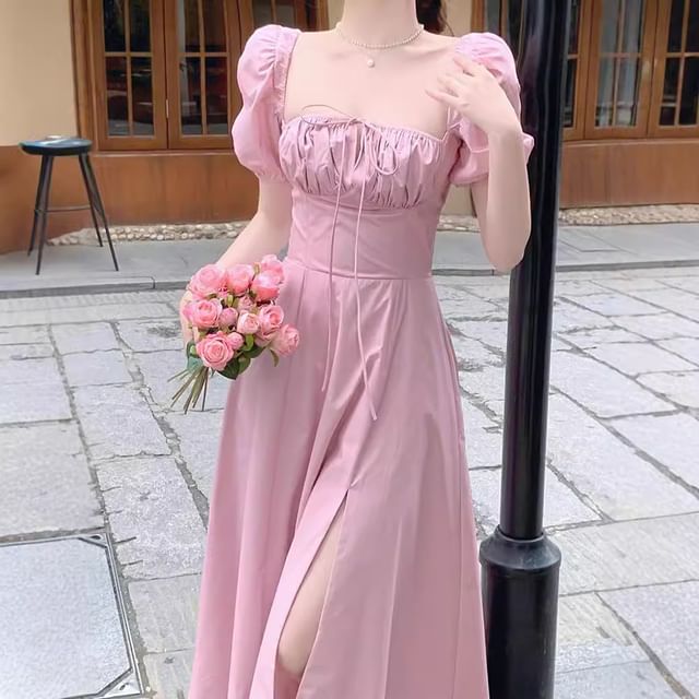 knee length dresses for ladies VERY J Fuchsia Tiered Midi Dress – Beach Rose Co main image 0