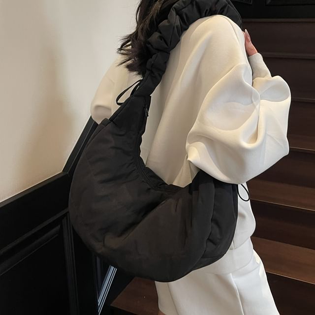 Melois-Textile Plain Hobo Bag