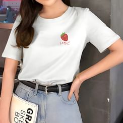 Manki - Strawberry Print Short-Sleeve T-Shirt