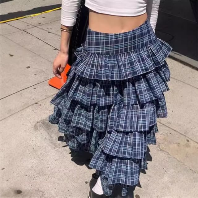 【mnem】Letem Check Layered Skirt Skirts from Indie Boutiques | Garmentory